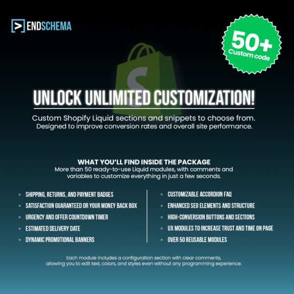 50+ Shopify Liquid Code Modules | Custom Sections (No Apps)